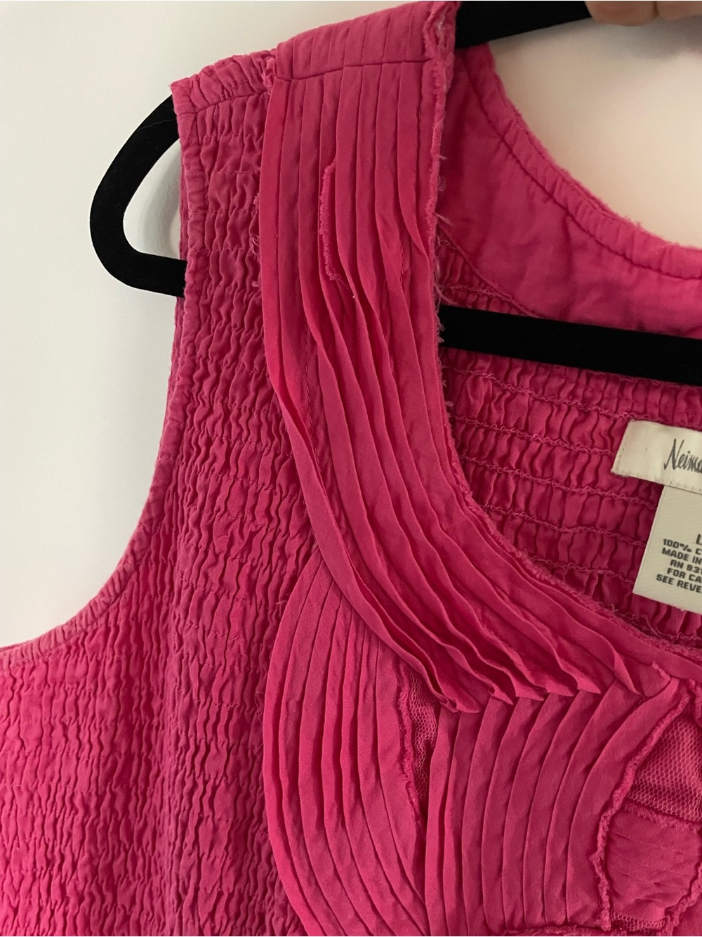 Neiman Marcus Rosette Hot Pink Maxi Flared Sundress SZ L Full flowy Skirt |Gorg - Picture 9 of 12